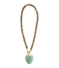 Kendall Beaded Necklace with Heart Pendant - Tan