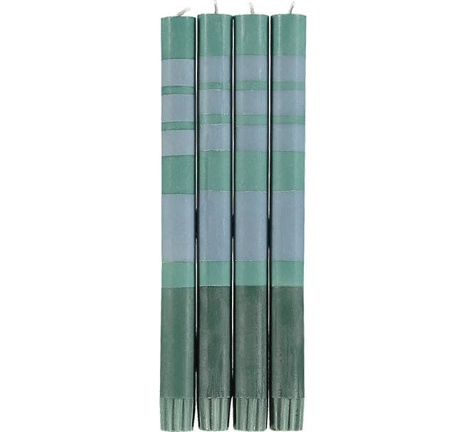 Striped Beryl Green, Bokhara & Moonstone Dinner Candles