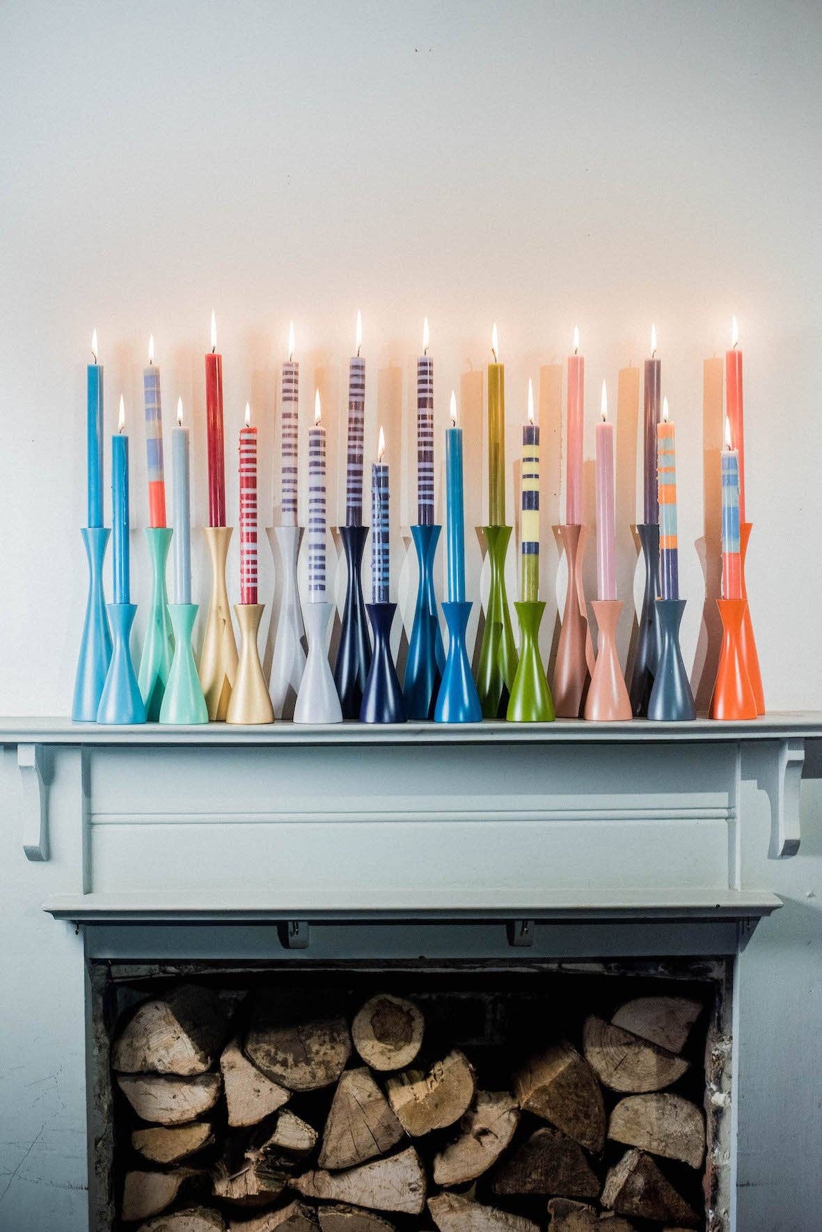 STRIPED Mixed Pack of Dinner Candles, Gift Box of 6