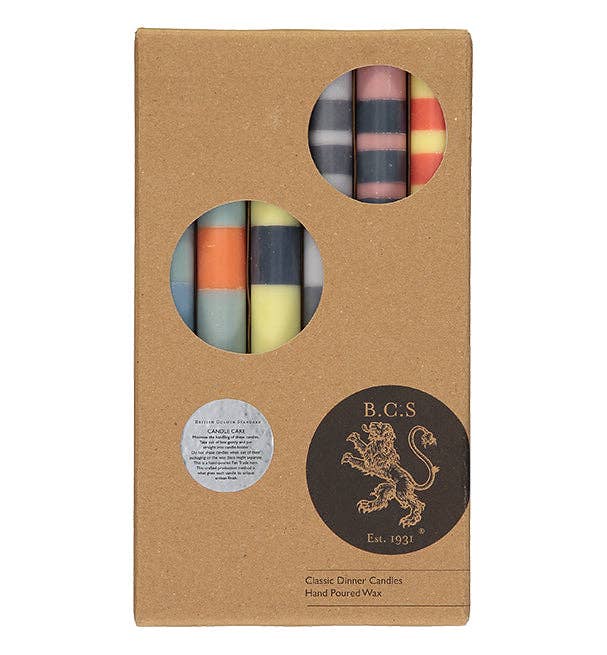 STRIPED Mixed Pack of Dinner Candles, Gift Box of 6
