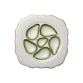 Scalloped Oyster Plate, White & Green
