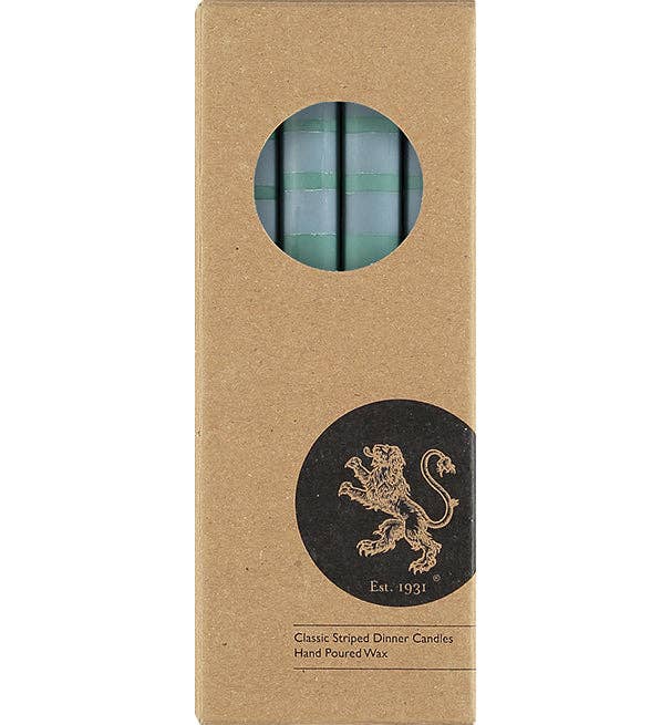 Striped Beryl Green, Bokhara & Moonstone Dinner Candles