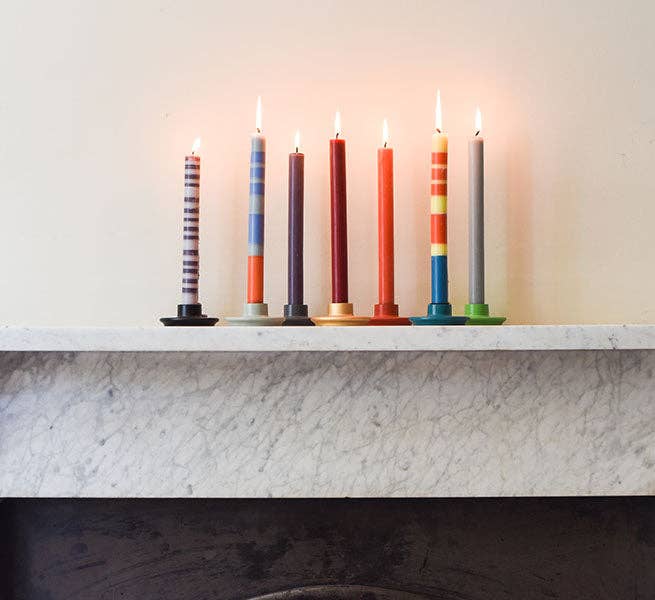 Striped Beryl Green, Bokhara & Moonstone Dinner Candles