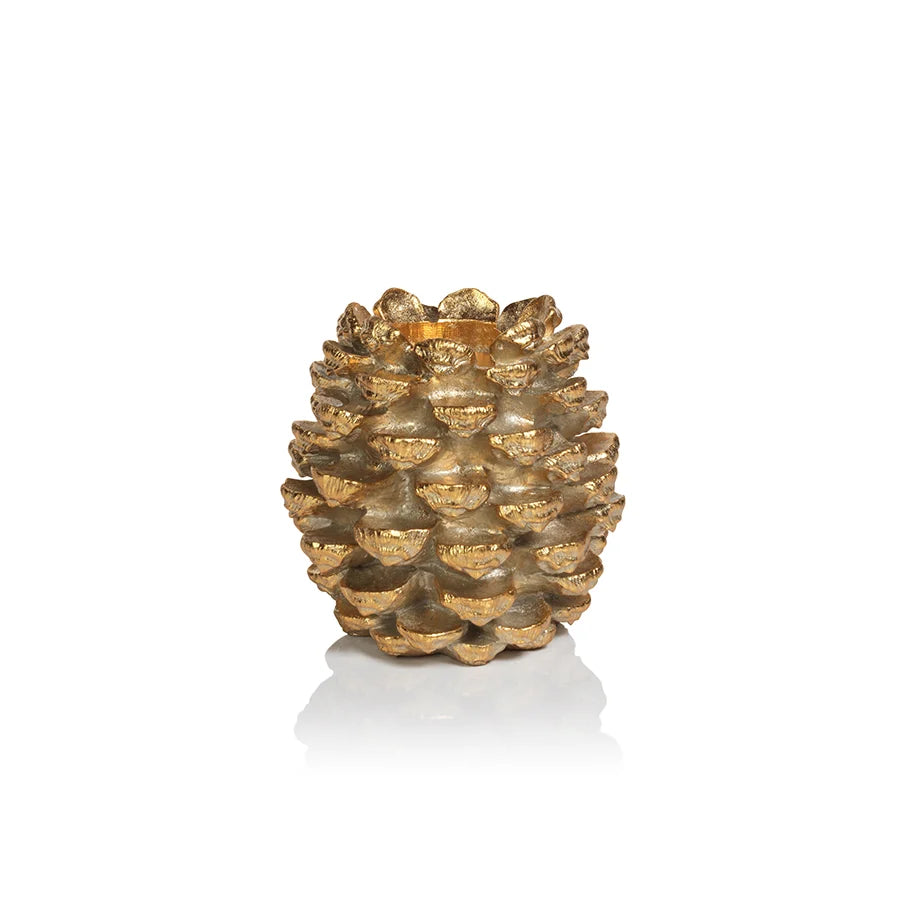 Golden Pinecone Pillar Holder - Small