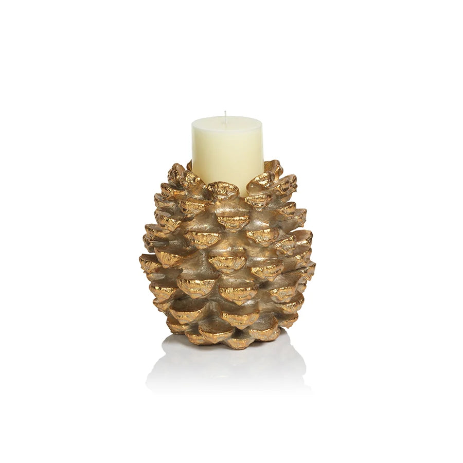 Golden Pinecone Pillar Holder - Small