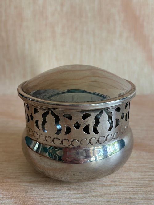 Repurposed Silverplate Candle Vessel with Lid