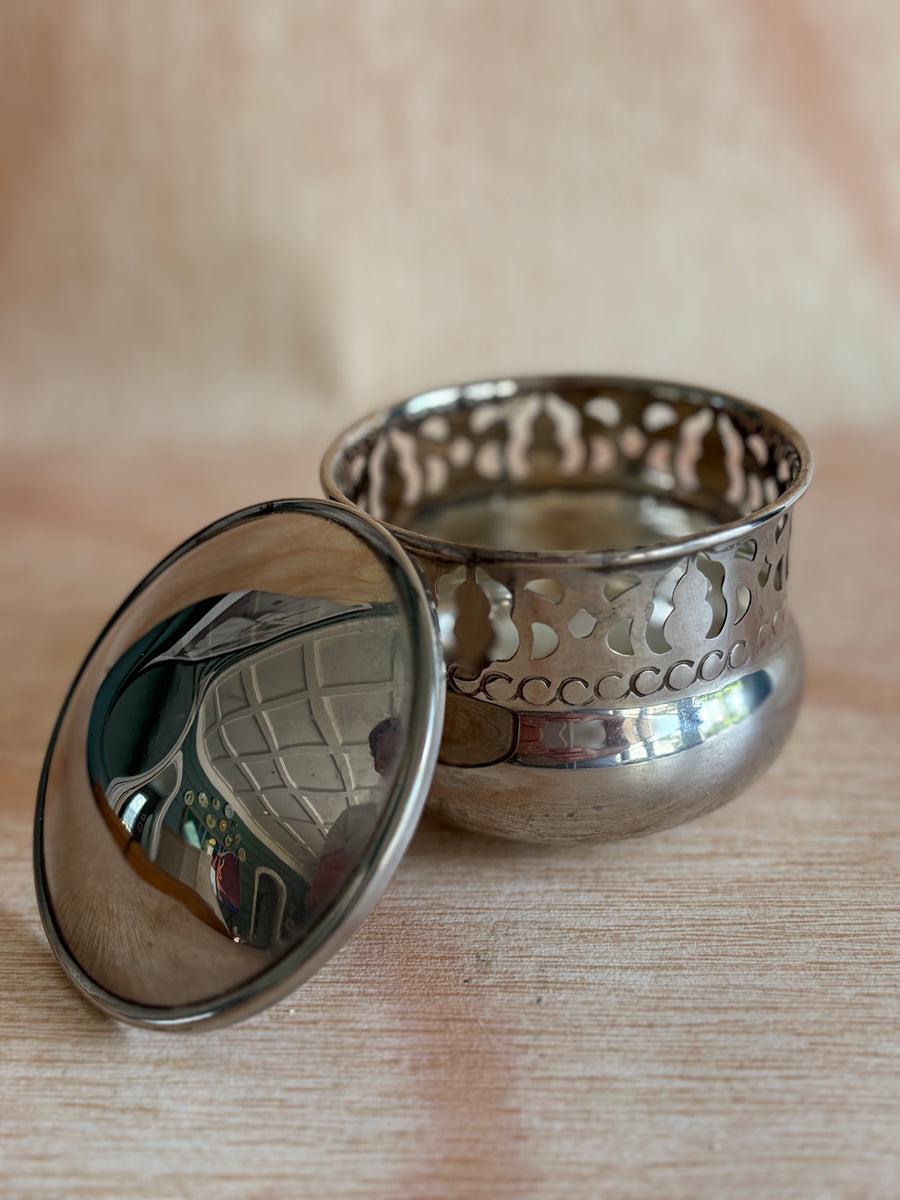 Repurposed Silverplate Candle Vessel with Lid