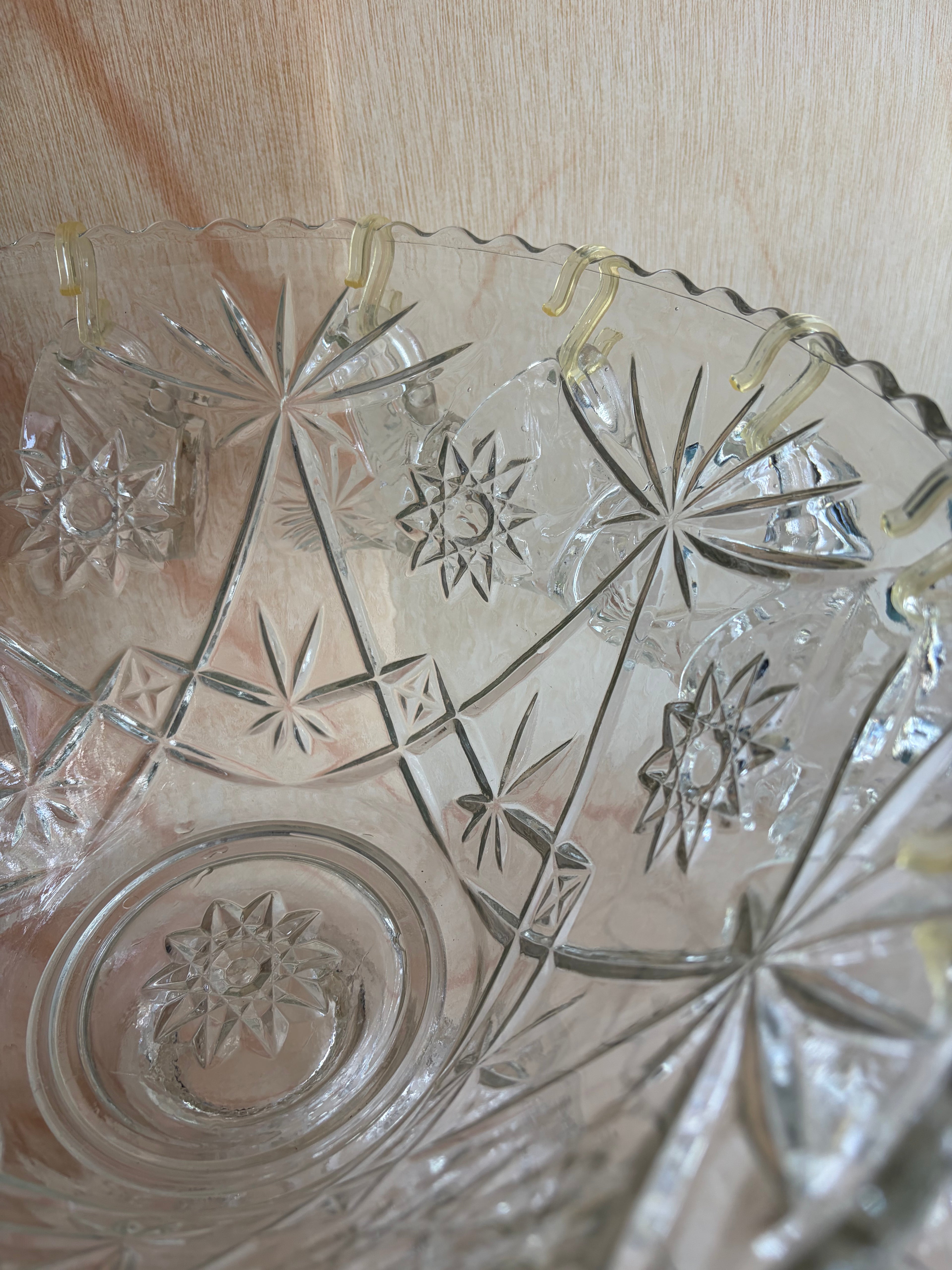 Vintage Pressed Glass Punch Bowl Set