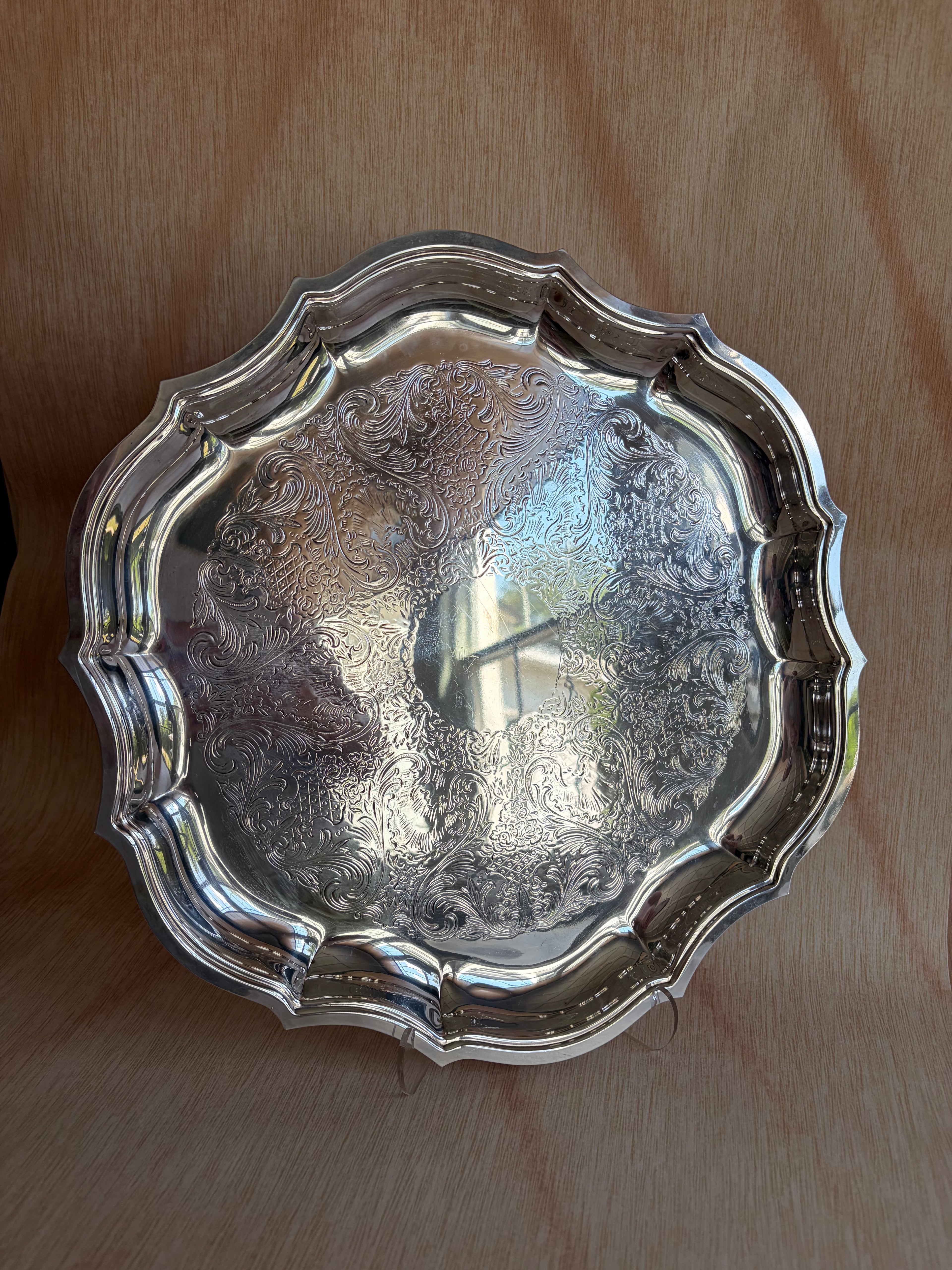 Scalloped Silverplate Serving Tray