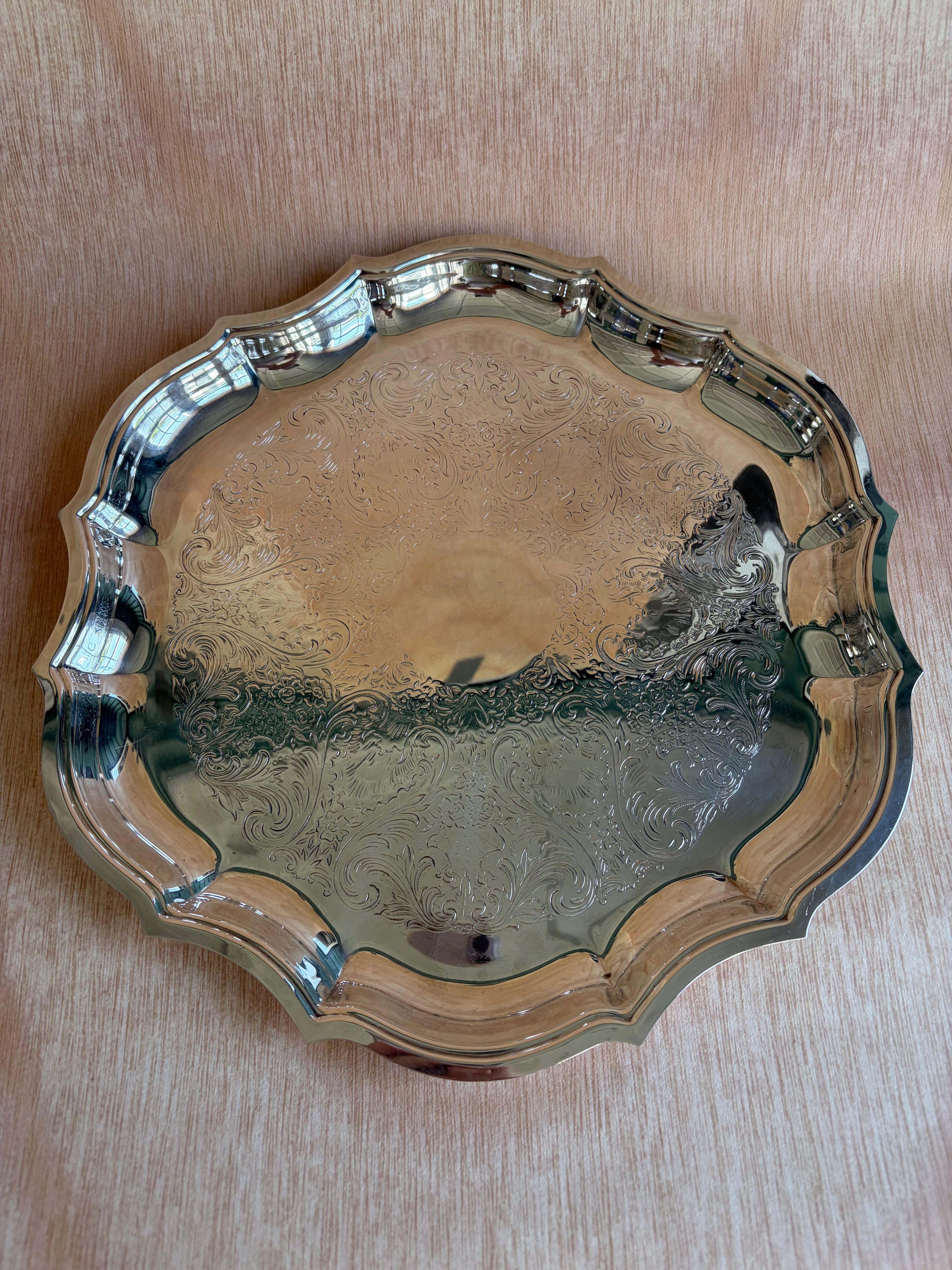 Scalloped Silverplate Serving Tray
