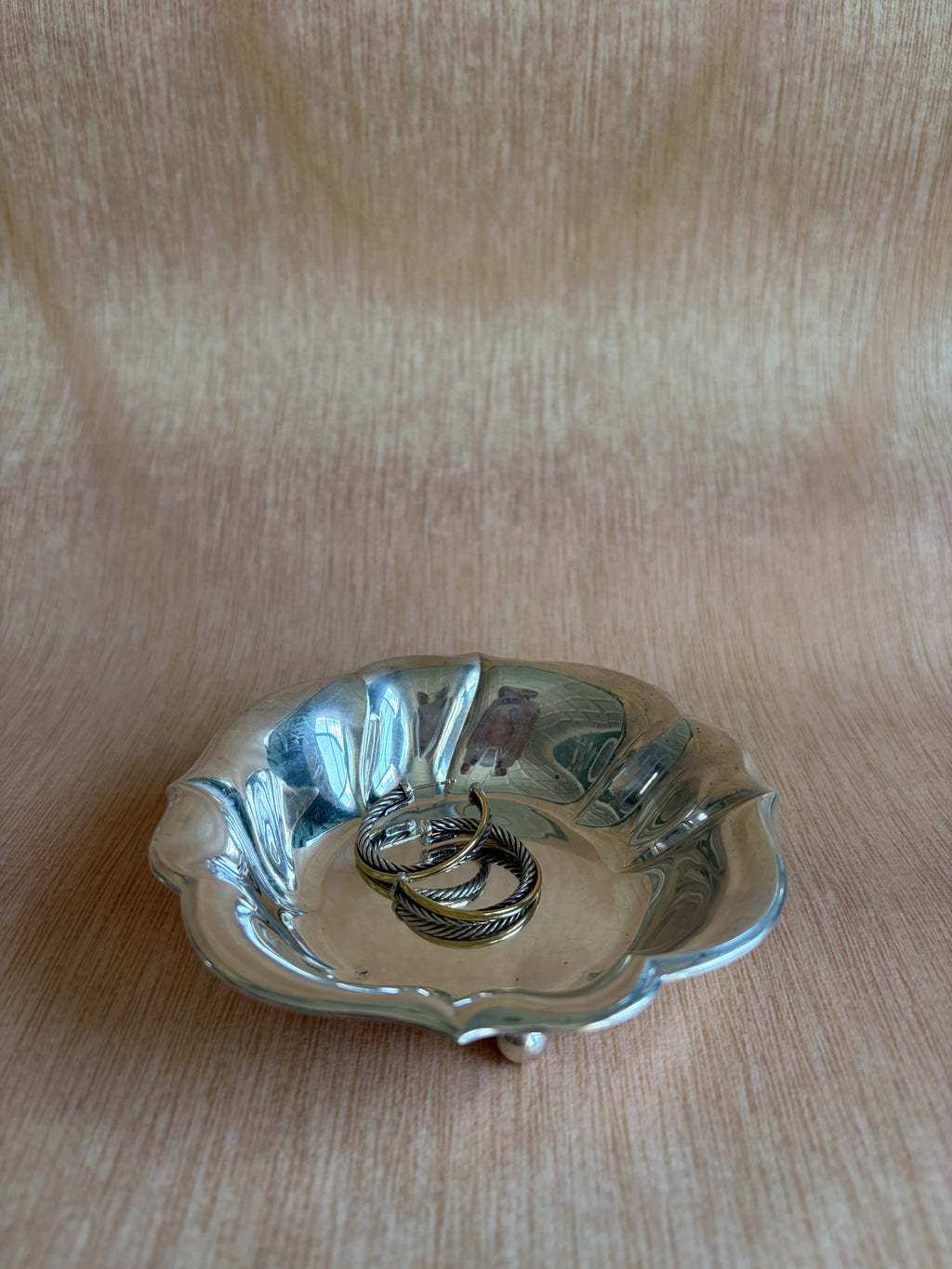 Silverplate Petal-Form Footed Trinket Dish