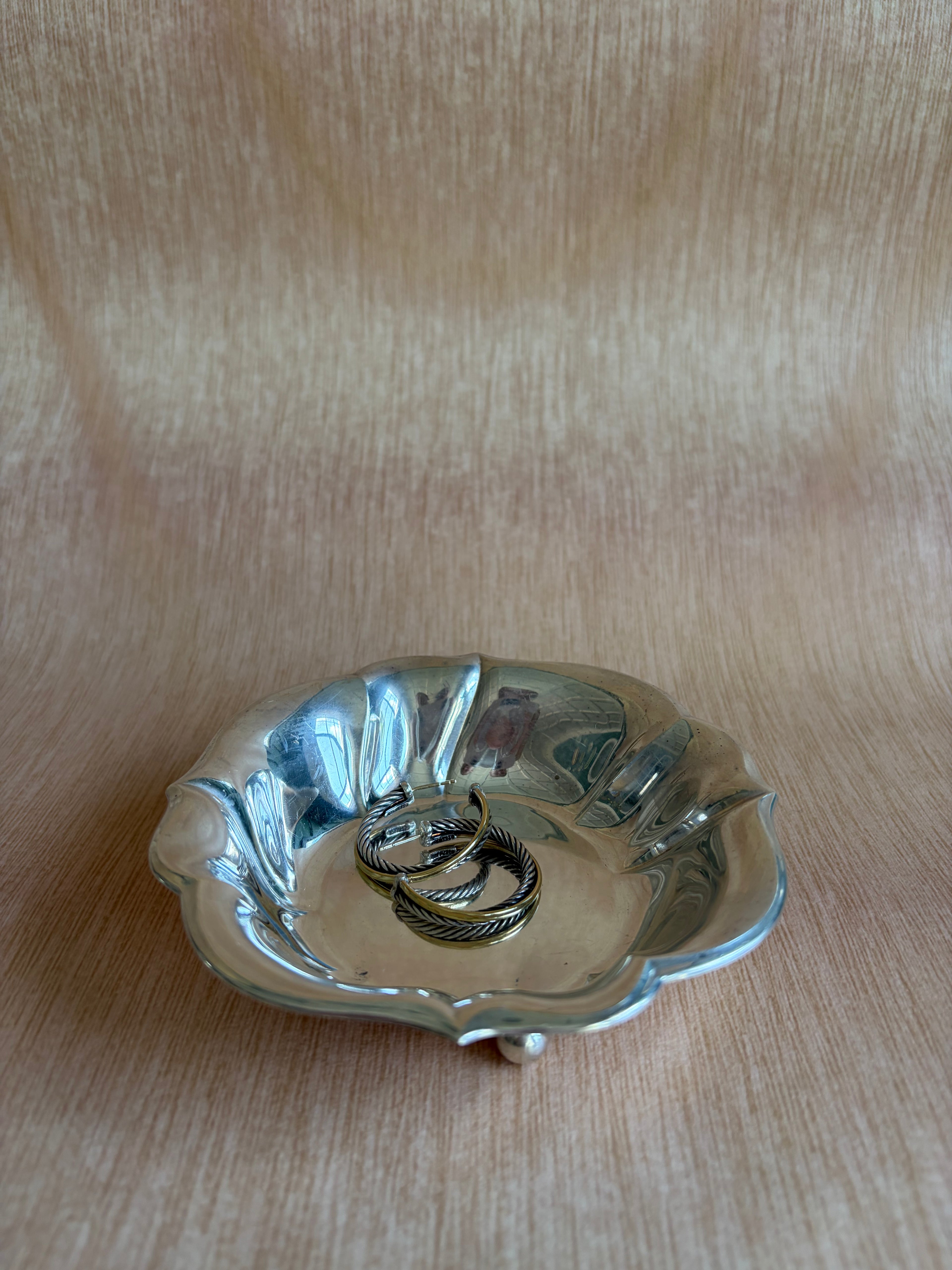 Silverplate Petal-Form Footed Trinket Dish