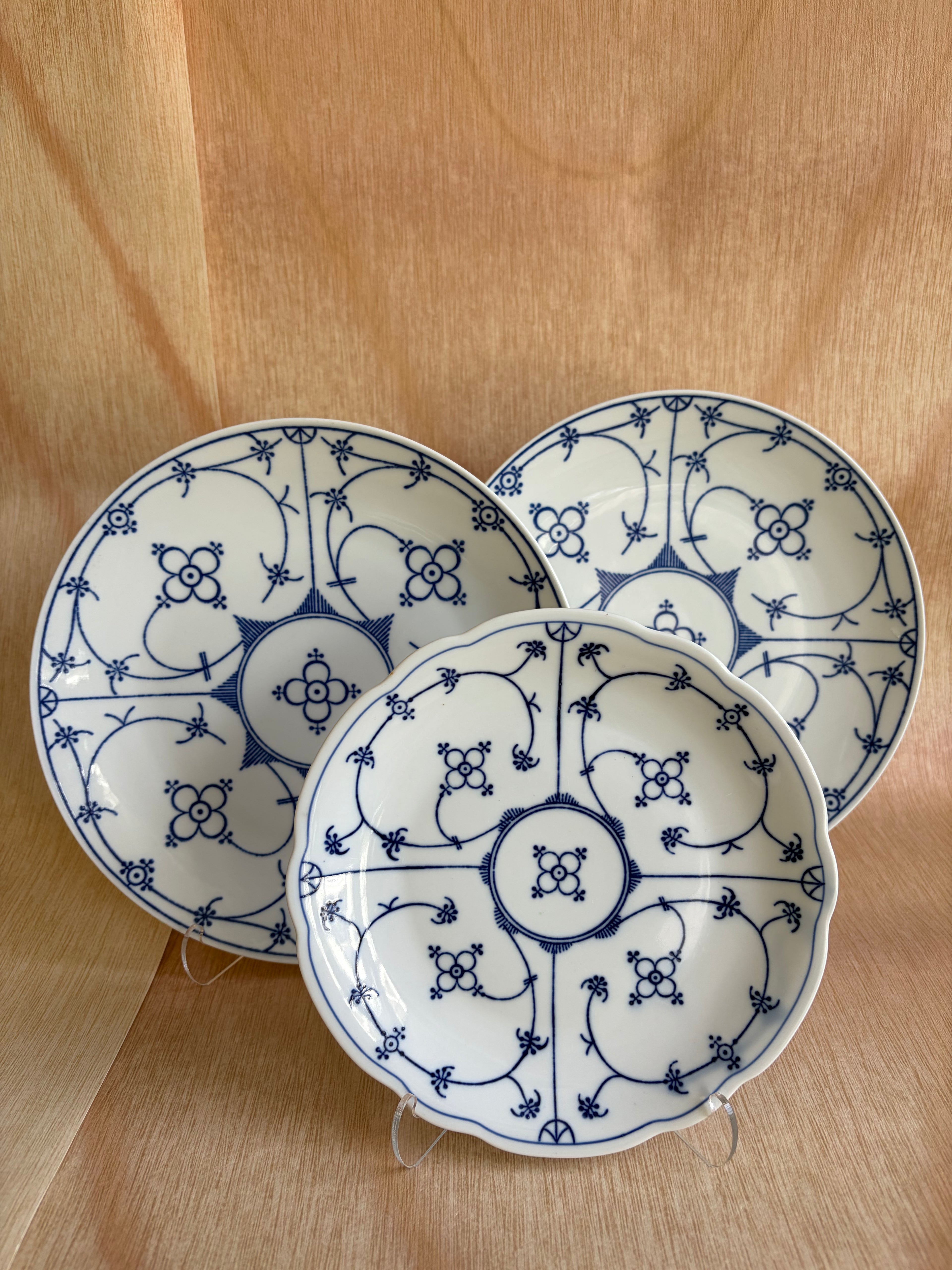 Pair of Vintage Winterling Bavaria Blue Strawflower Dinner Plates