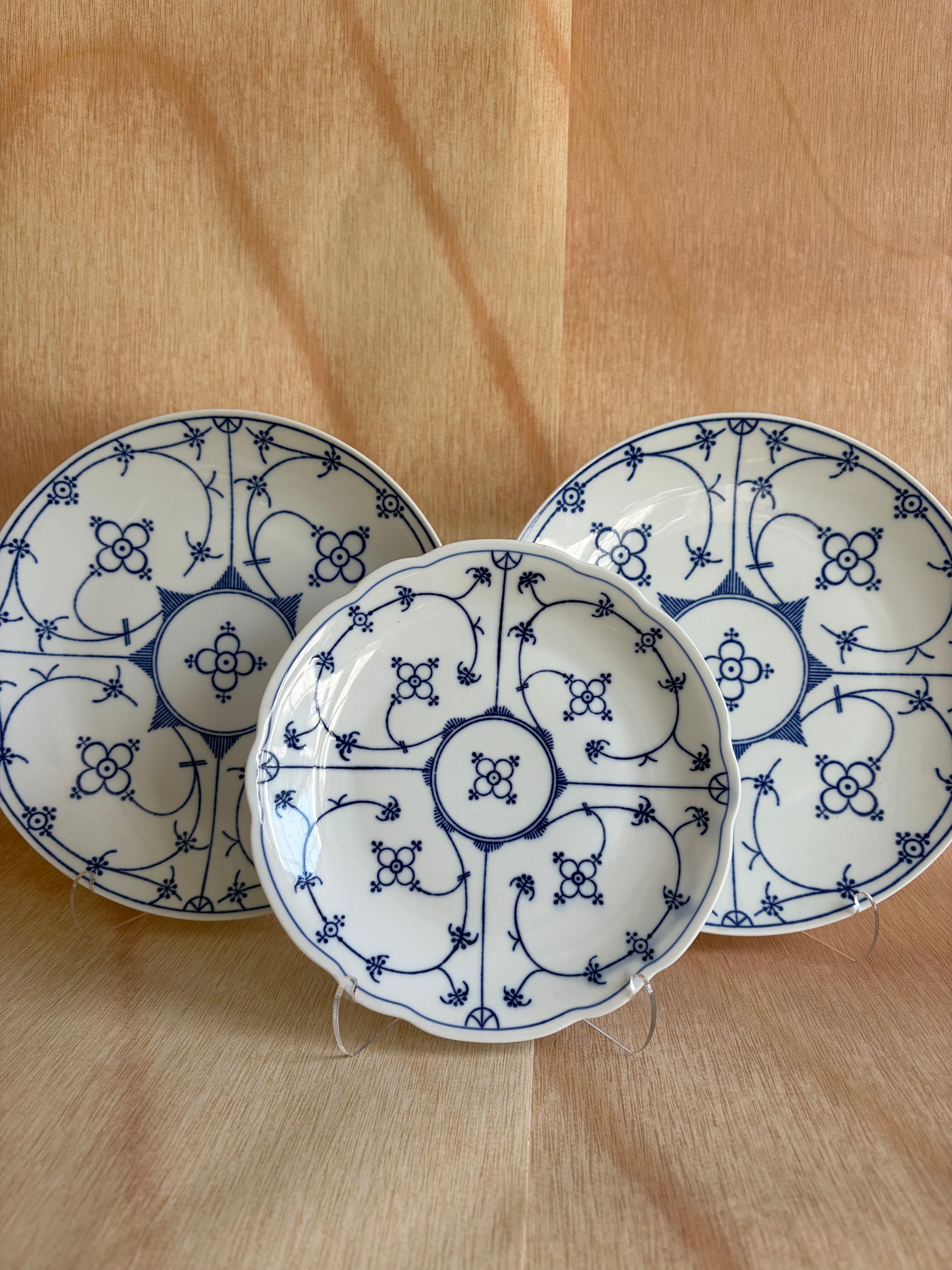 Pair of Vintage Winterling Bavaria Blue Strawflower Dinner Plates