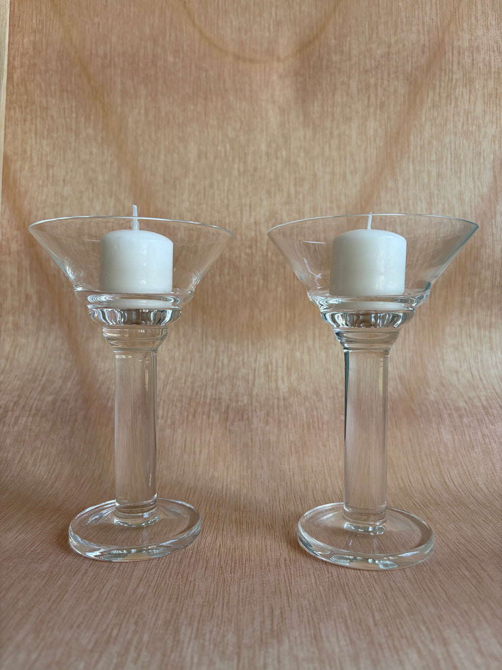 Pair of Vintage Clear Glass Cocktail Coupes