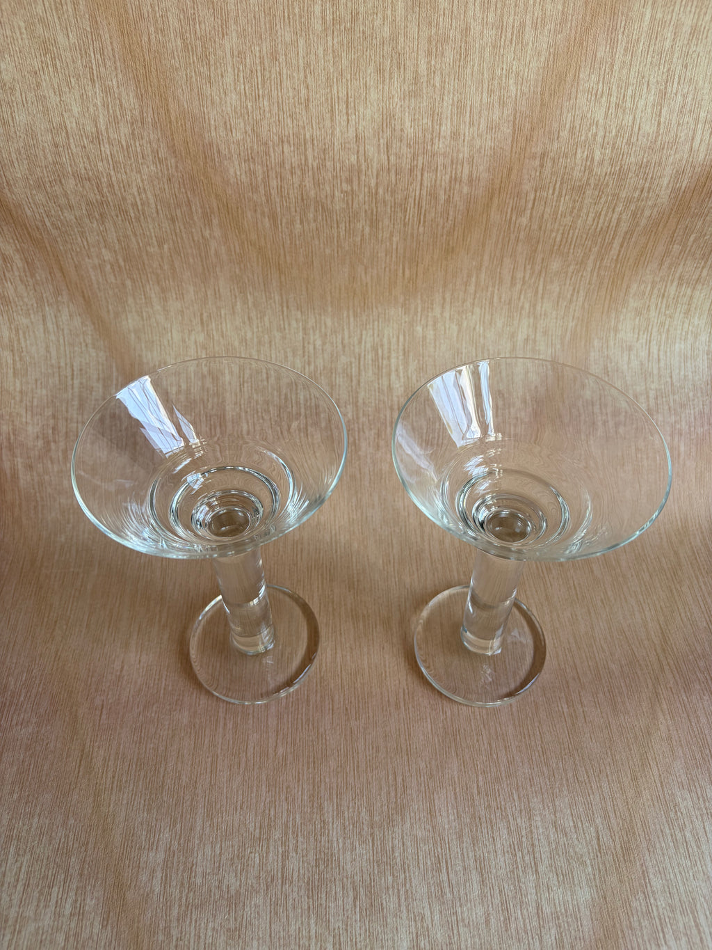 Pair of Vintage Clear Glass Cocktail Coupes
