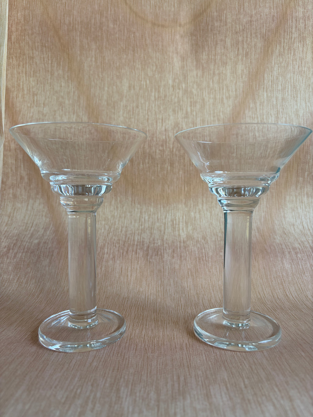 Pair of Vintage Clear Glass Cocktail Coupes