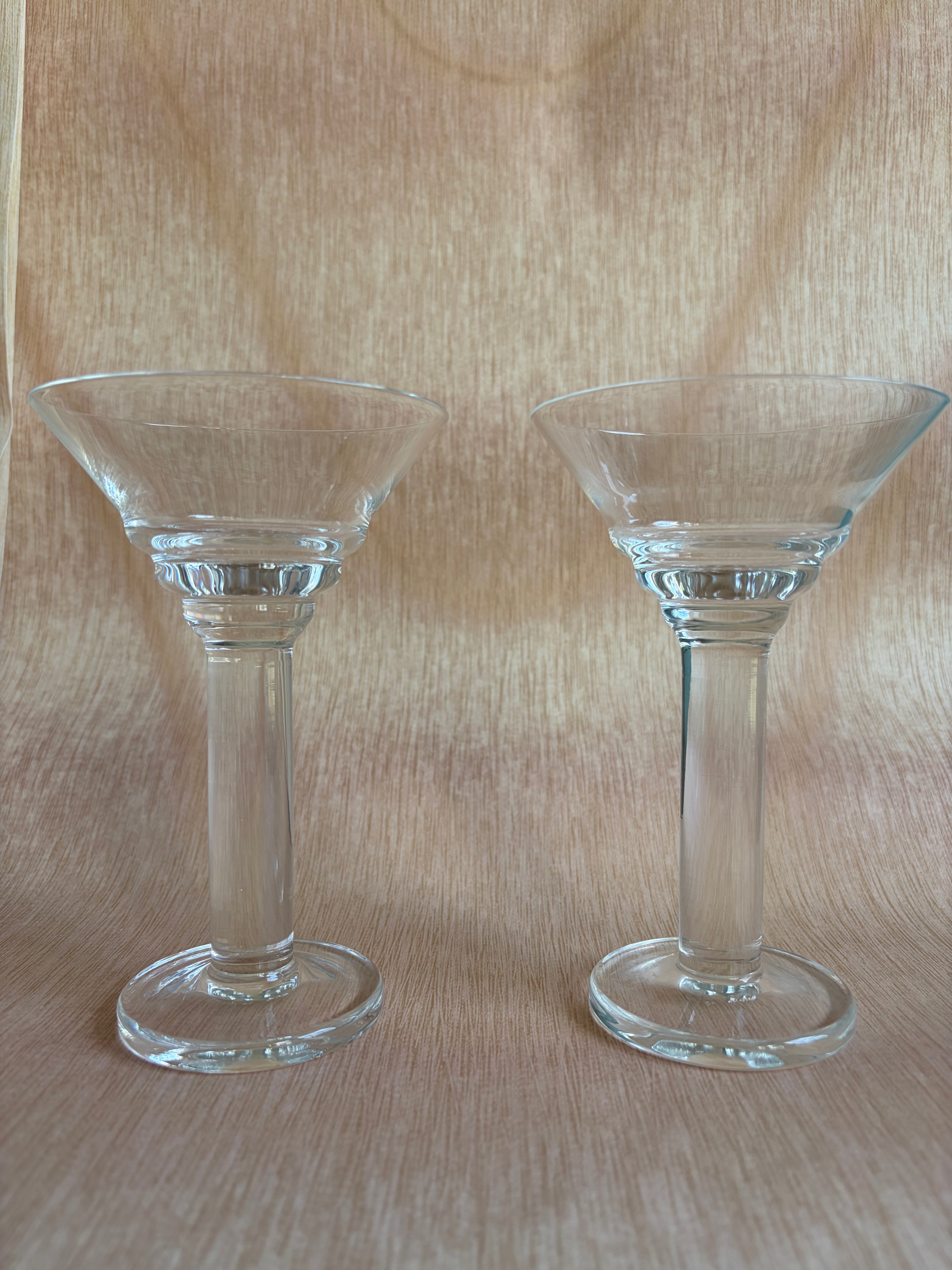 Pair of Vintage Clear Glass Cocktail Coupes