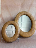Pair of Vintage Faux-Rattan Oval Mirrors