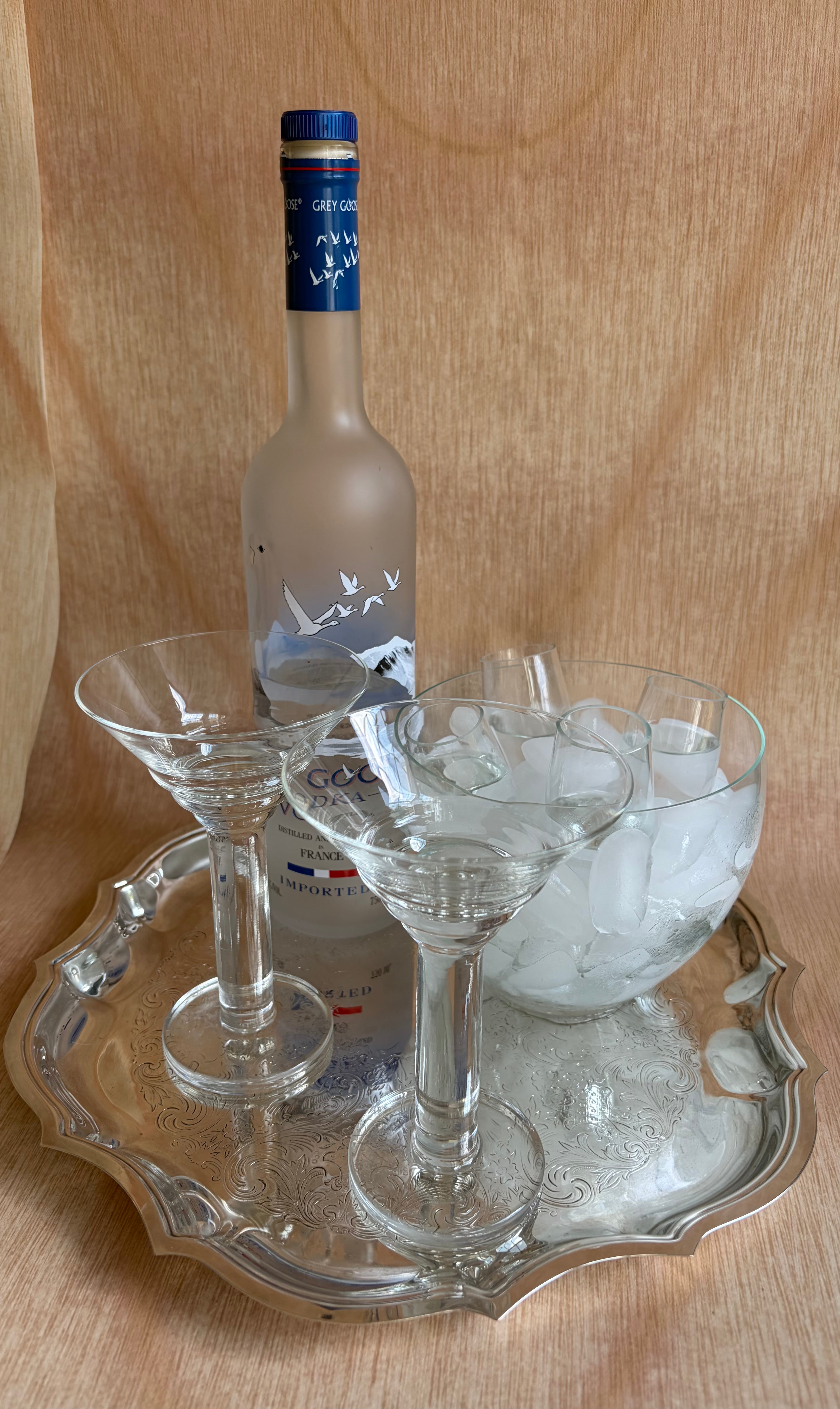 Glass Vodka Chiller Set with Four Cordial Glasses