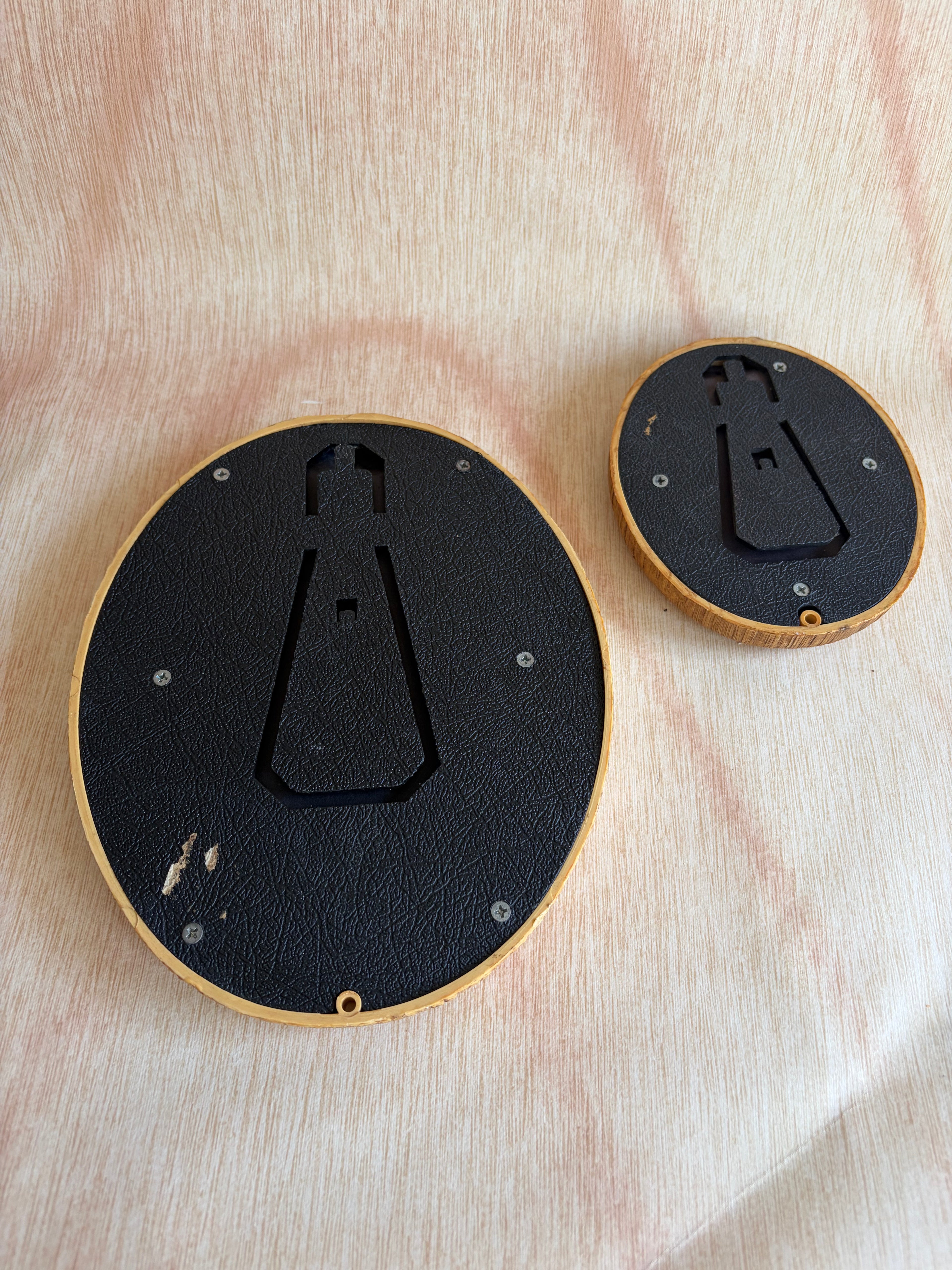 Pair of Vintage Faux-Rattan Oval Mirrors