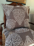 Pair of Custom 22" Designer Fabric Pillows in Brown