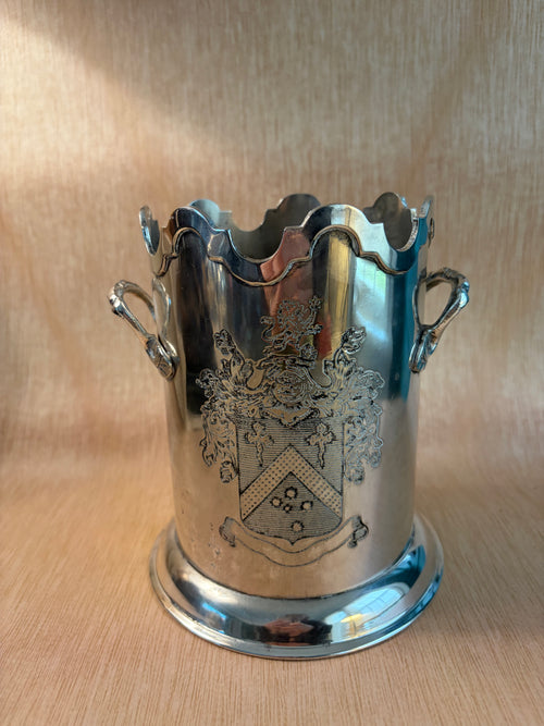 Vintage Silverplate Heraldic Wine Cooler