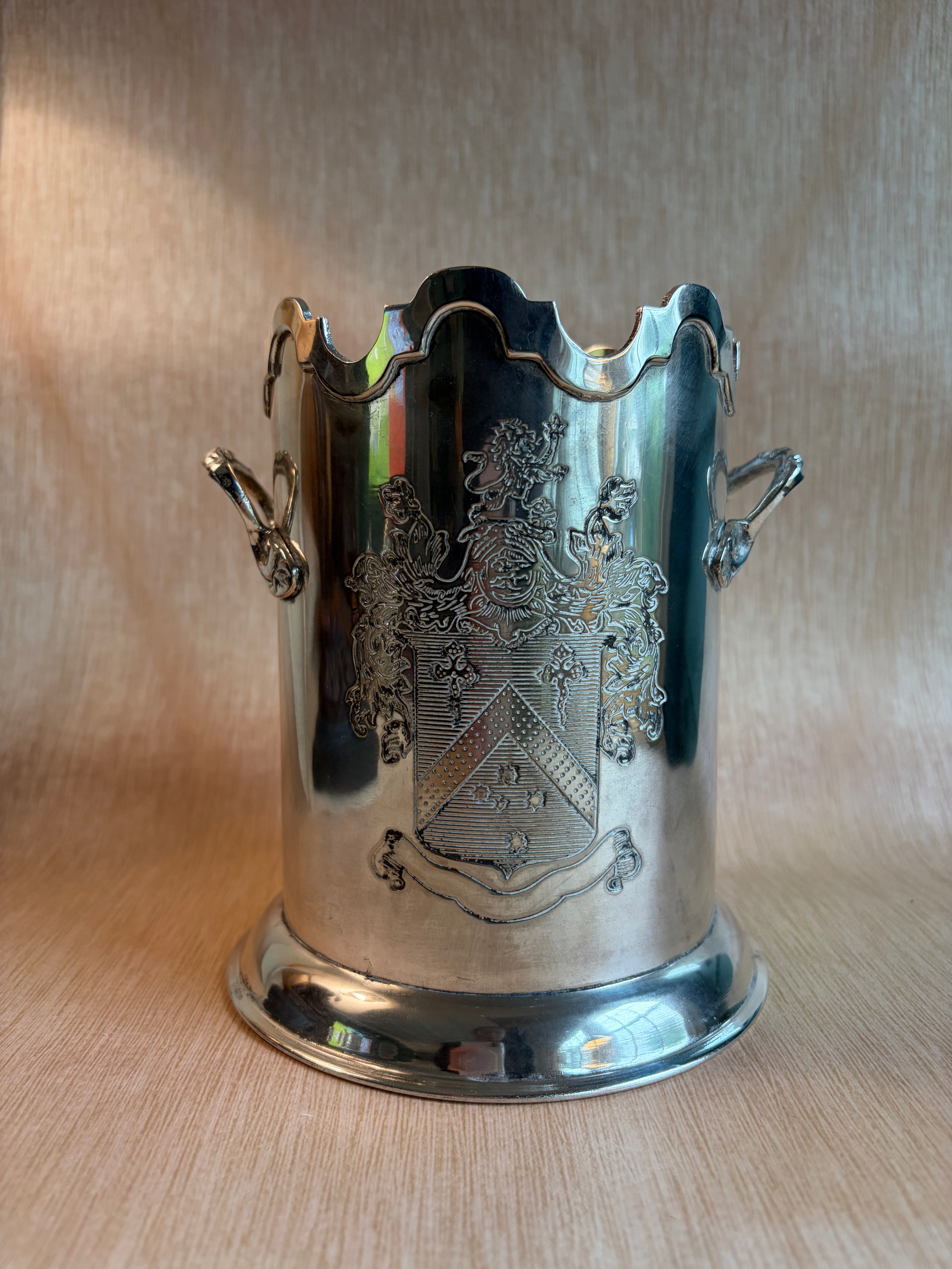 Vintage Silverplate Heraldic Wine Cooler