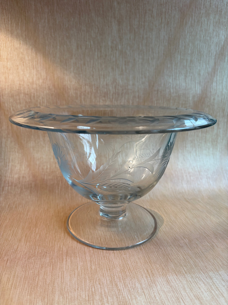 Etched Glass Centerpiece Bowl