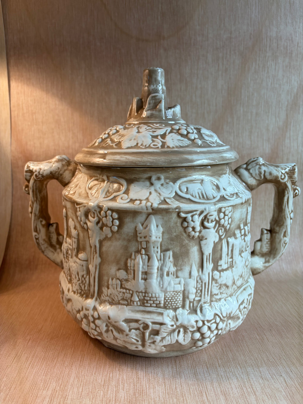 Vintage Majolica-Style Castle Tureen