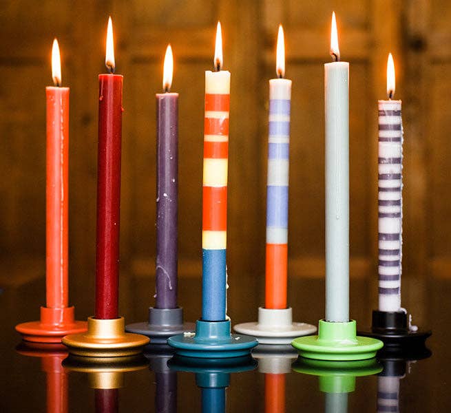 STRIPED Mixed Pack of Dinner Candles, Gift Box of 6