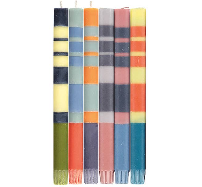 STRIPED Mixed Pack of Dinner Candles, Gift Box of 6