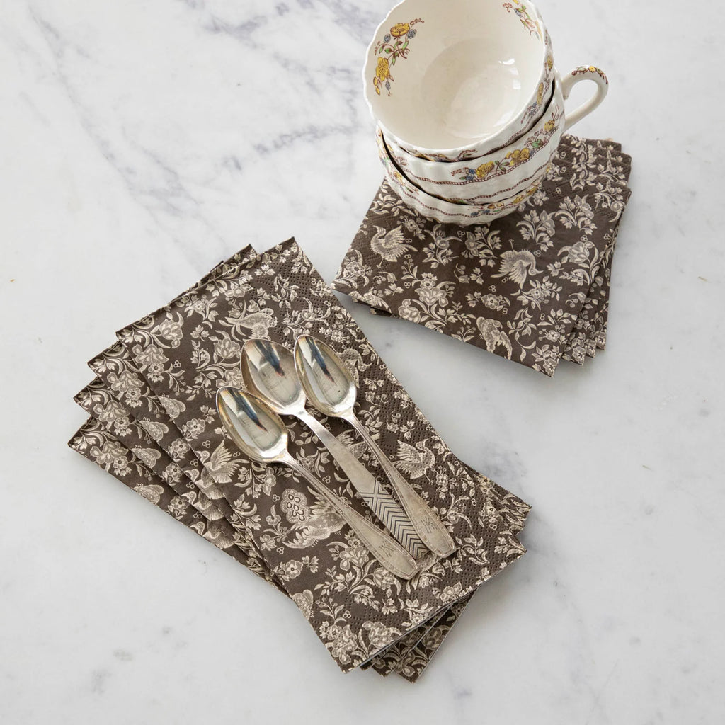 Brown Regal Peacock Guest Napkins
